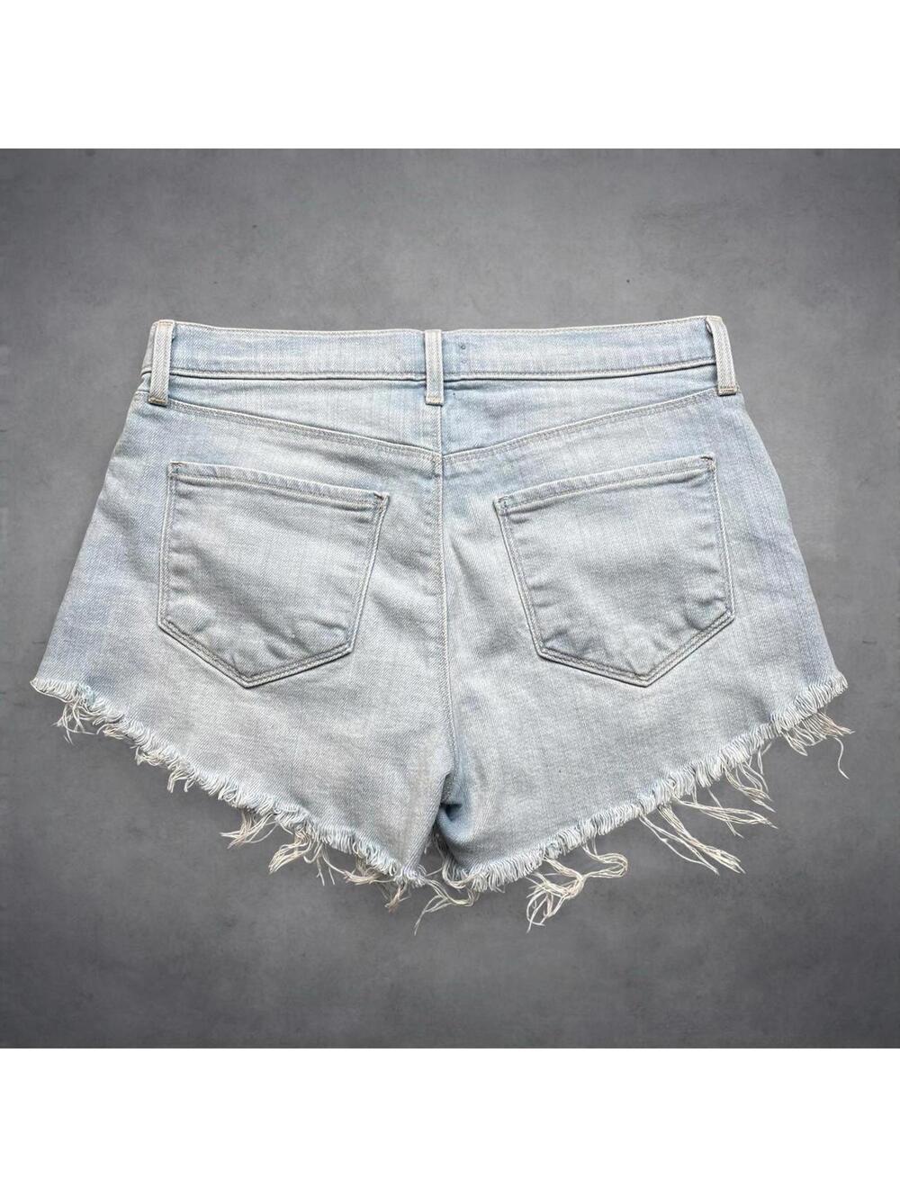 L'AGENCE Zoe Perfect Fit Denim Shorts 24 Light Wash Frayed Cutoff Stretch - Picture 5 of 5